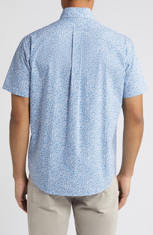 Shop Brooks Brothers Floral Short Sleeve Button-up Shirt In Blue Mini Floral