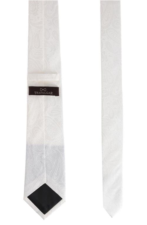 Shop Trafalgar Banbury Paisley Silk X-long Tie In White