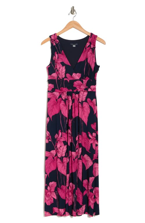 Shop Tommy Hilfiger Island Orchid Jersey Maxi Dress In Sky Captain/carmine Rose