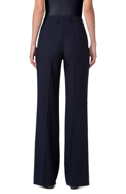 Akris Florine Straight Leg Wool Pants In Navy