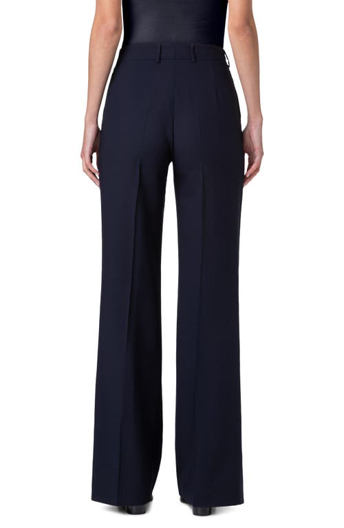 Shop Akris Florine Wool Blend Wide Leg Pants In Navy