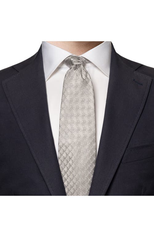 Shop Eton Solid Jacquard Silk Tie In Lt/pastel Gray