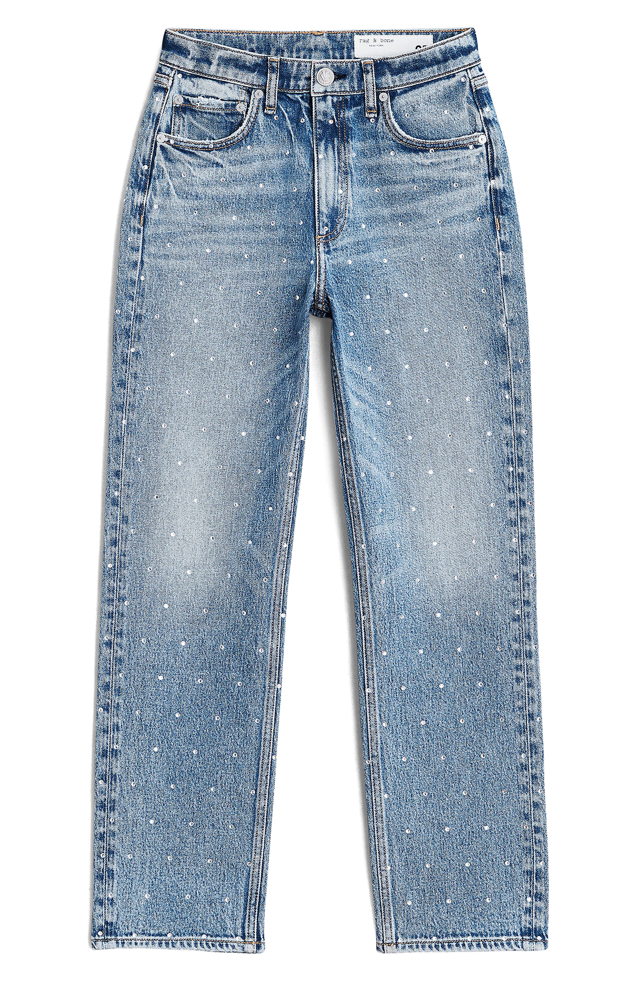 rag & bone Harlow Rhinestone Straight Leg Jeans Nordstrom