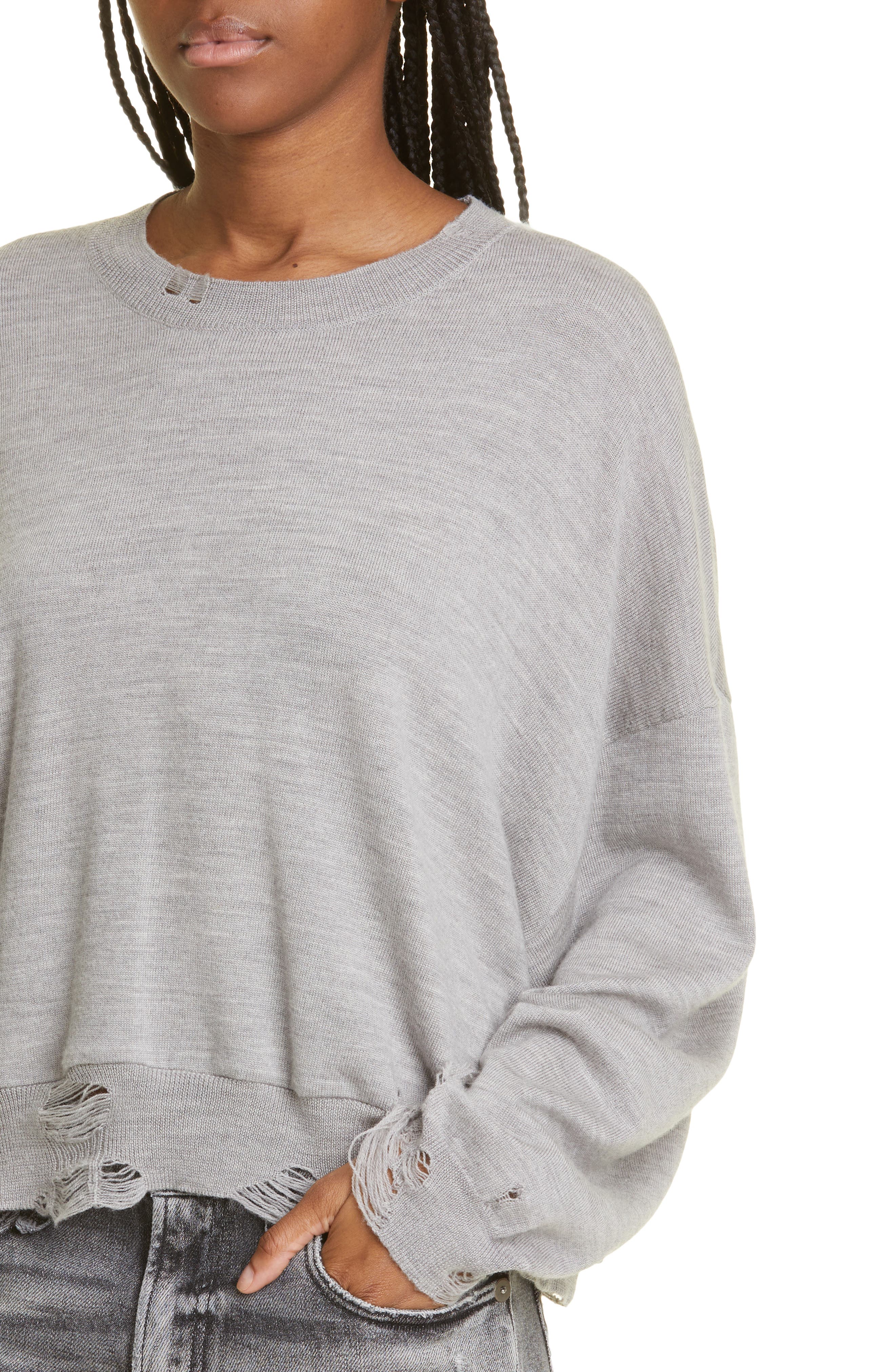 R13 Distressed Oversize Crop Sweater Nordstrom