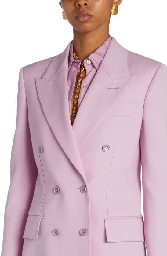 Shop Tom Ford Double Breasted Virgin Wool & Silk Twill Blazer In Crocus Petal