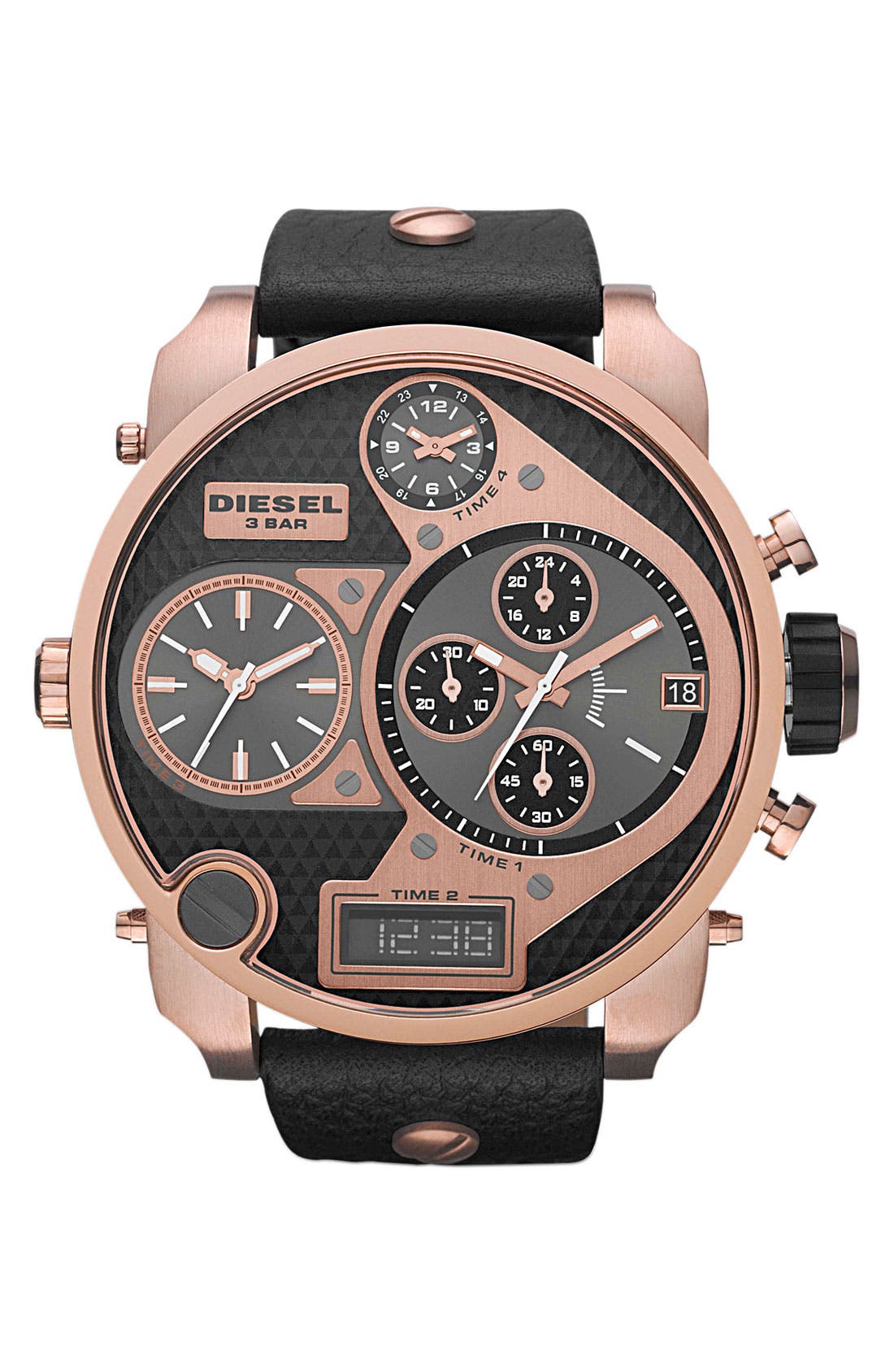 DIESEL<SUP>®</SUP>,
                                        'Mr. Daddy' Leather Strap Watch, 58mm,
                                        Main thumbnail 13, color,
                                        004