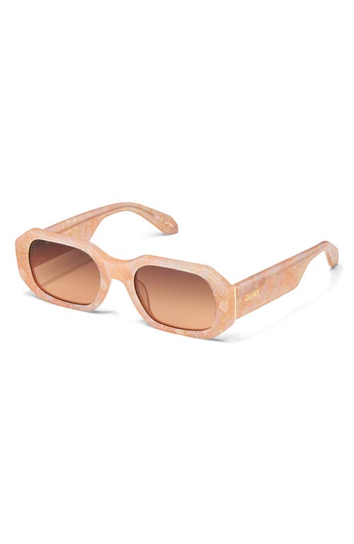 Shop Quay Hyped Up 38mm Gradient Square Sunglasses In Apricot Tortoise/orange