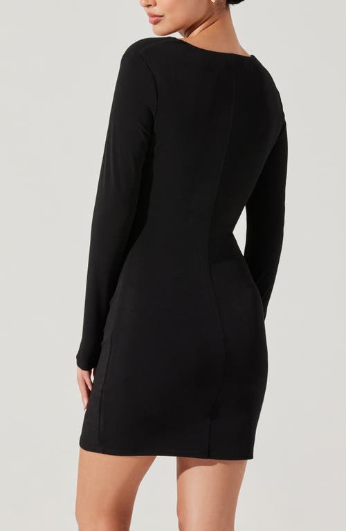 Shop Astr The Label Cowl Neck Long Sleeve Minidress In Black