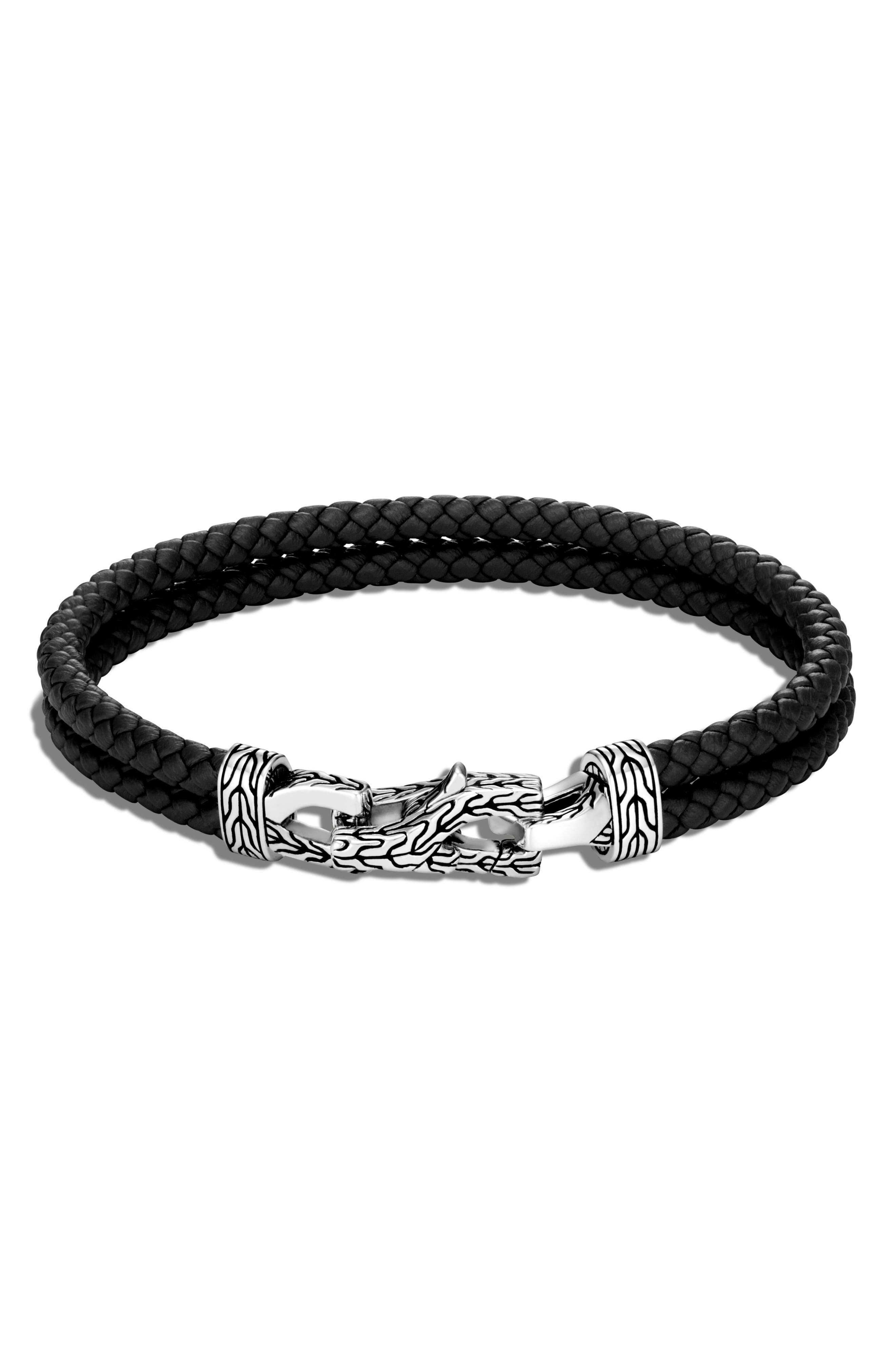 John Hardy Legends Naga Blue Sapphire Braided Black Leather Bracelet