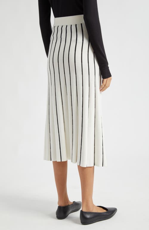 Atm Anthony Thomas Melillo Stripe Cotton Blend Skirt In Chalk/black