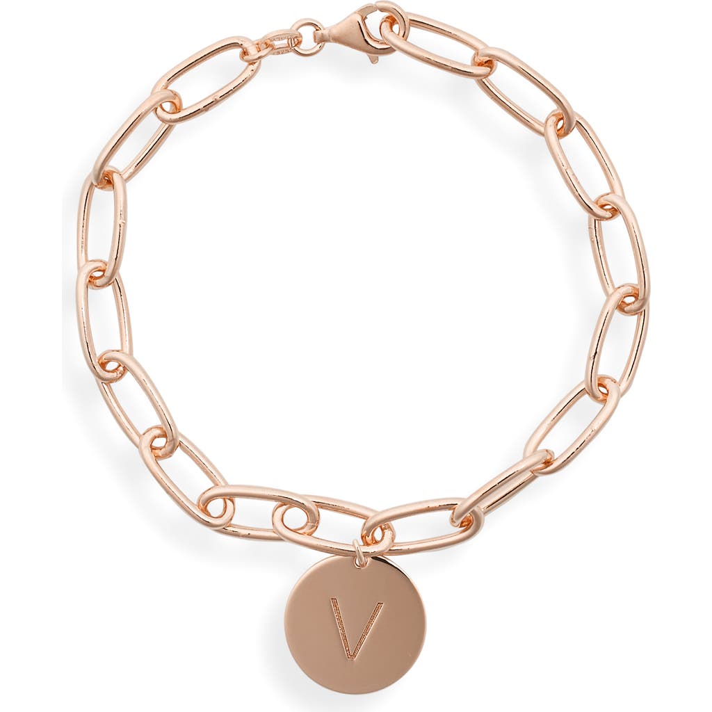 Meshmerise Initial Disc Charm Bracelet In Rose-v