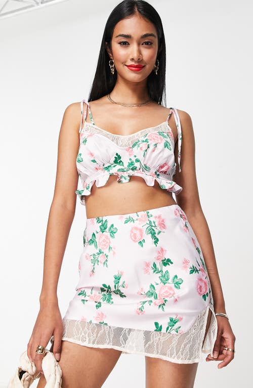 ASOS DESIGN Floral Lace Trim Crop Camisole in Multi