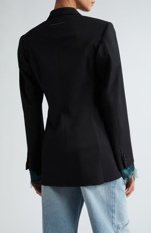 Shop Mm6 Maison Margiela Asymmetric Contrast Cuff Blazer In Black