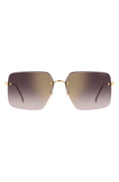 Carrera Eyewear 61mm Rimless Rectangular Sunglasses In Gold/gold Havana