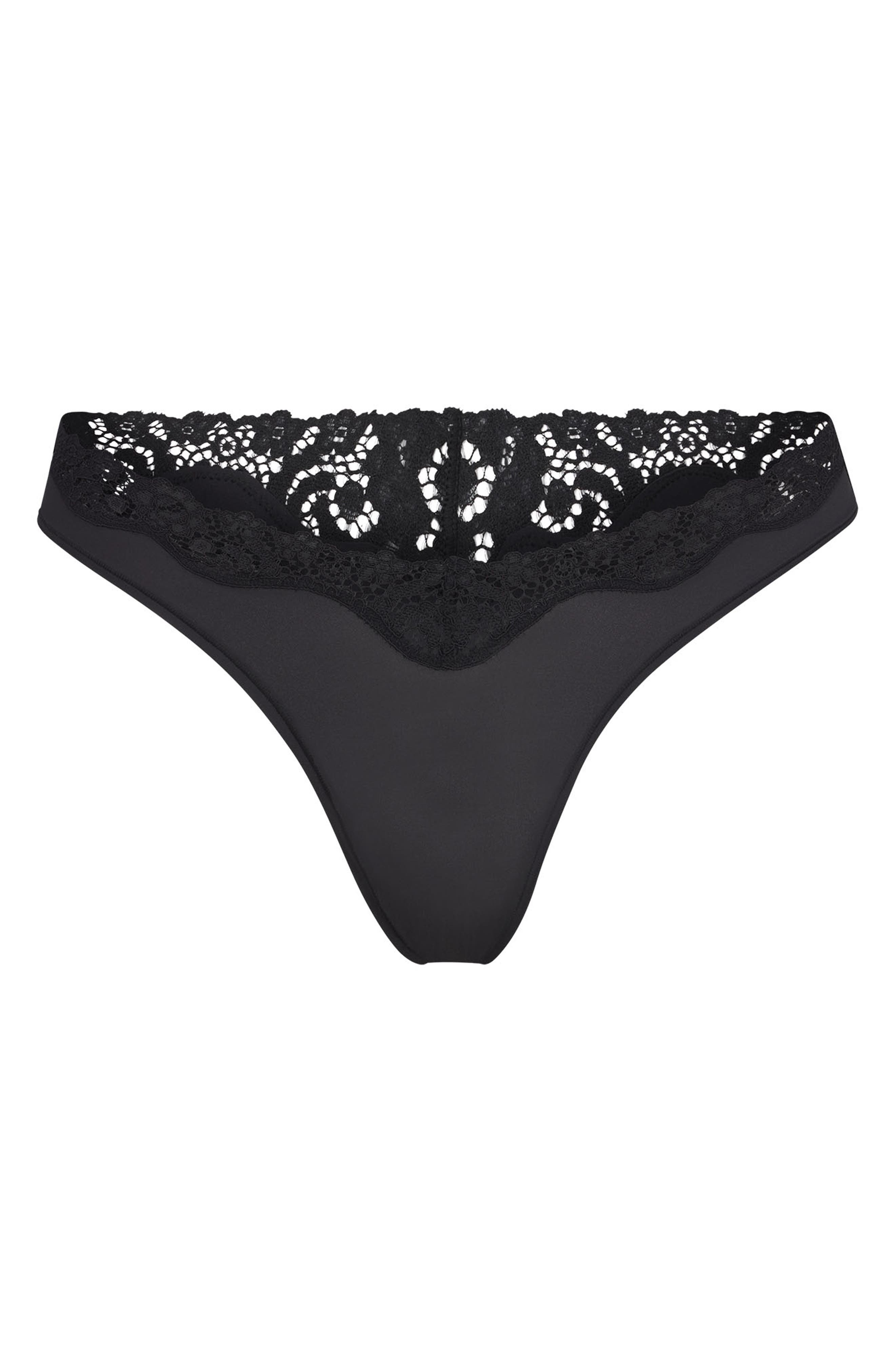 SKIMS Fits Everybody Lace Thong in Onyx