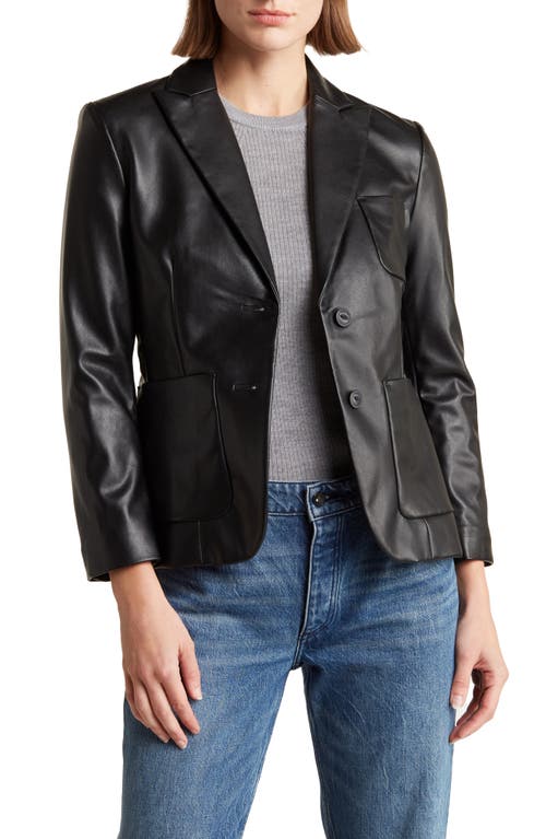 Nancy Faux Leather Blazer in Black