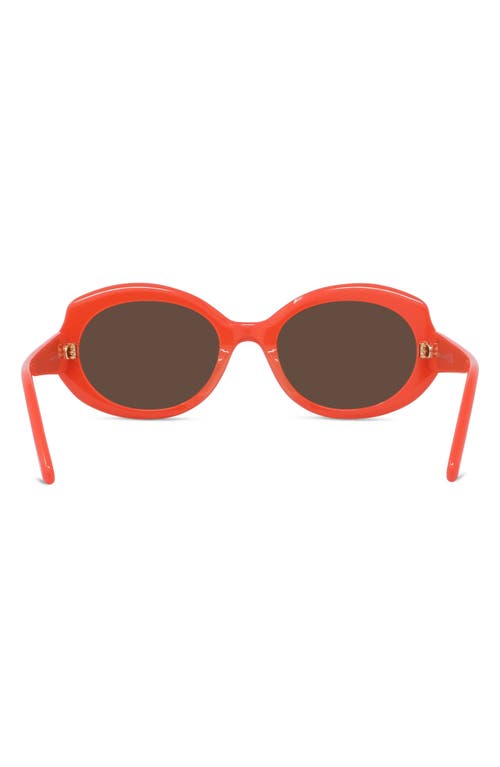 Shop Loewe Thin Mini 54mm Oval Sunglasses In Shiny Orange/brown