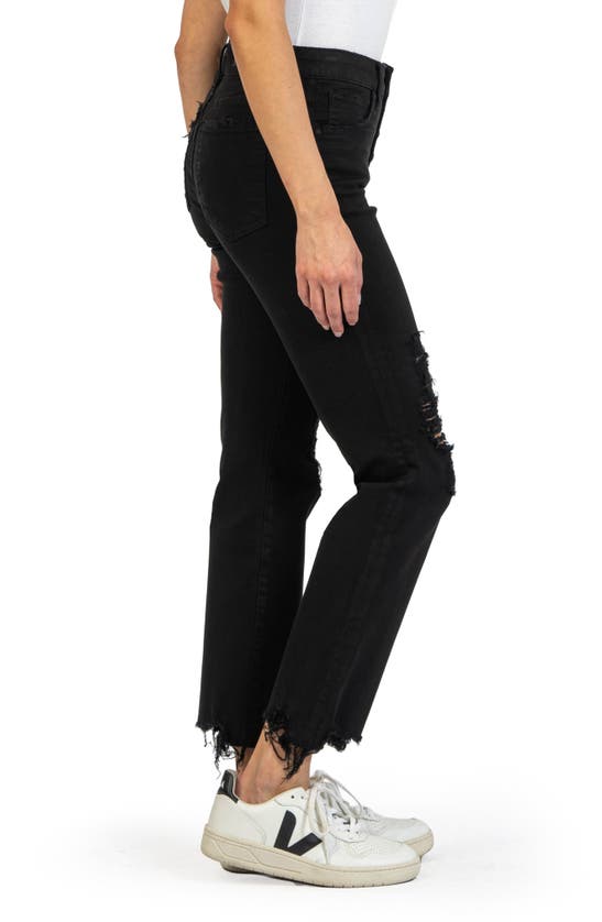 Shop Kut From The Kloth Reese Fab Ab Exposed Button High Waist Raw Hem Straight Leg Jeans In Volition