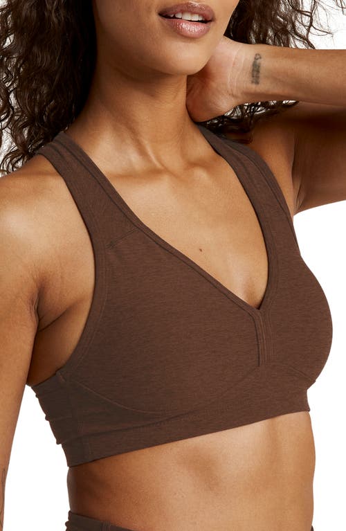 Shop Beyond Yoga Lift Your Spirits Sports Bra In Bold Mocha Heather