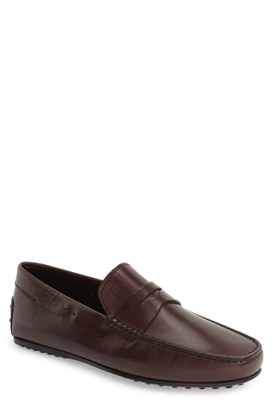 Tod's City Penny Driving Shoe In Dark Brown