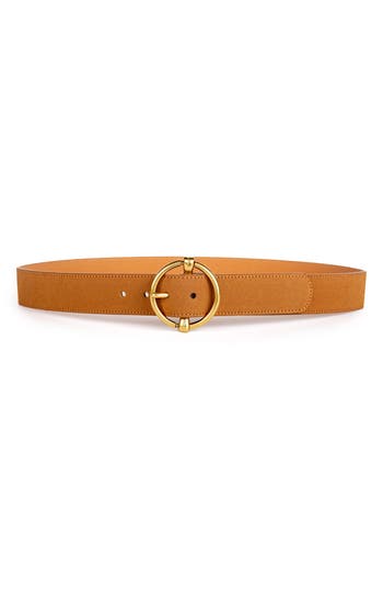 Linea Pelle Notch Center Bar Belt In Mid Brown