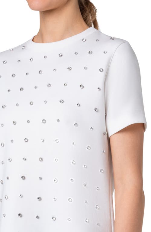 Shop Akris Punto Rhinestone Studded T-shirt In Cream