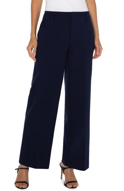 Slim Trouser Pants In Petite In Ponte Knit - Oxford Navy Blue