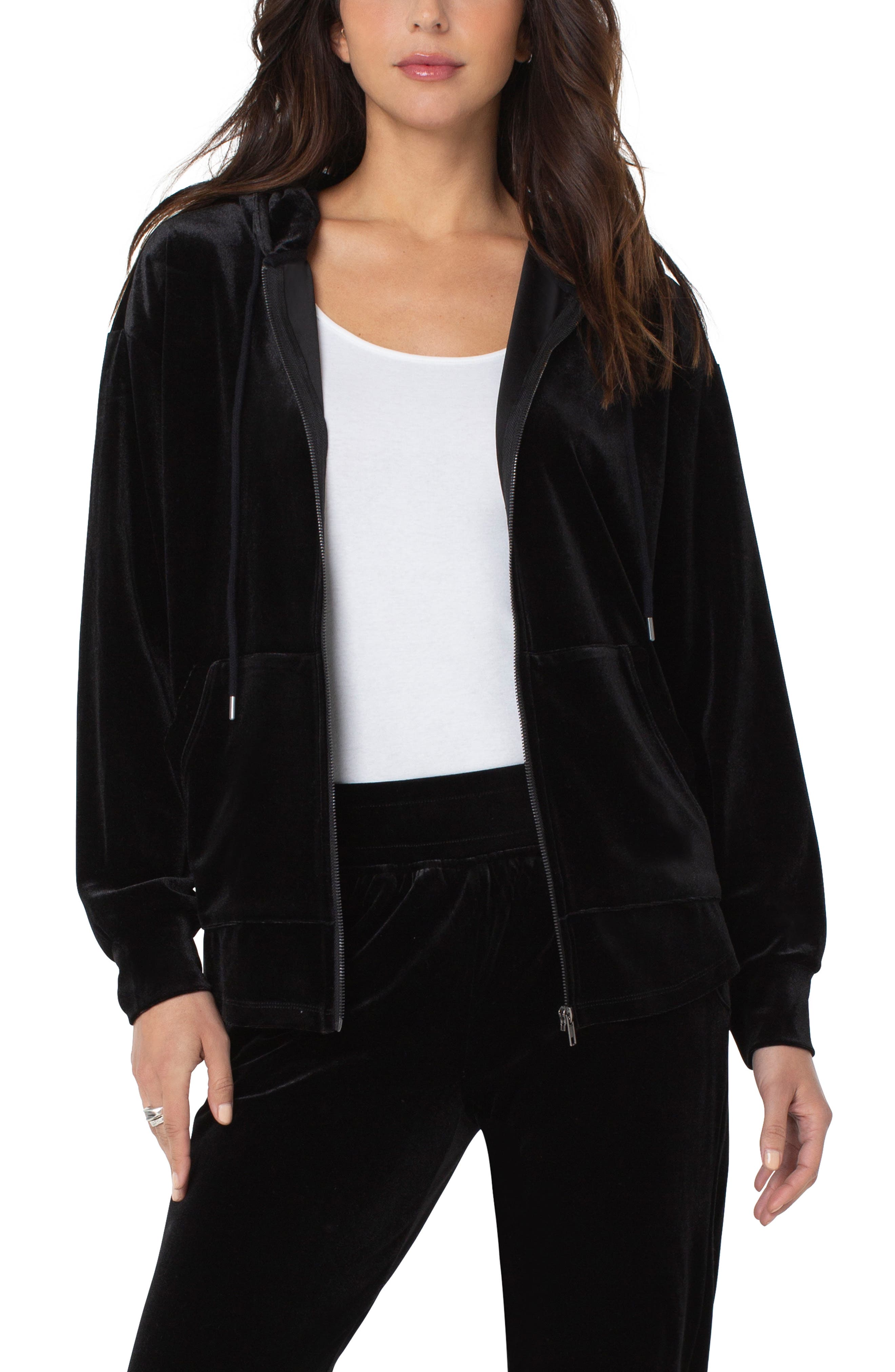 black velvet zip up hoodie