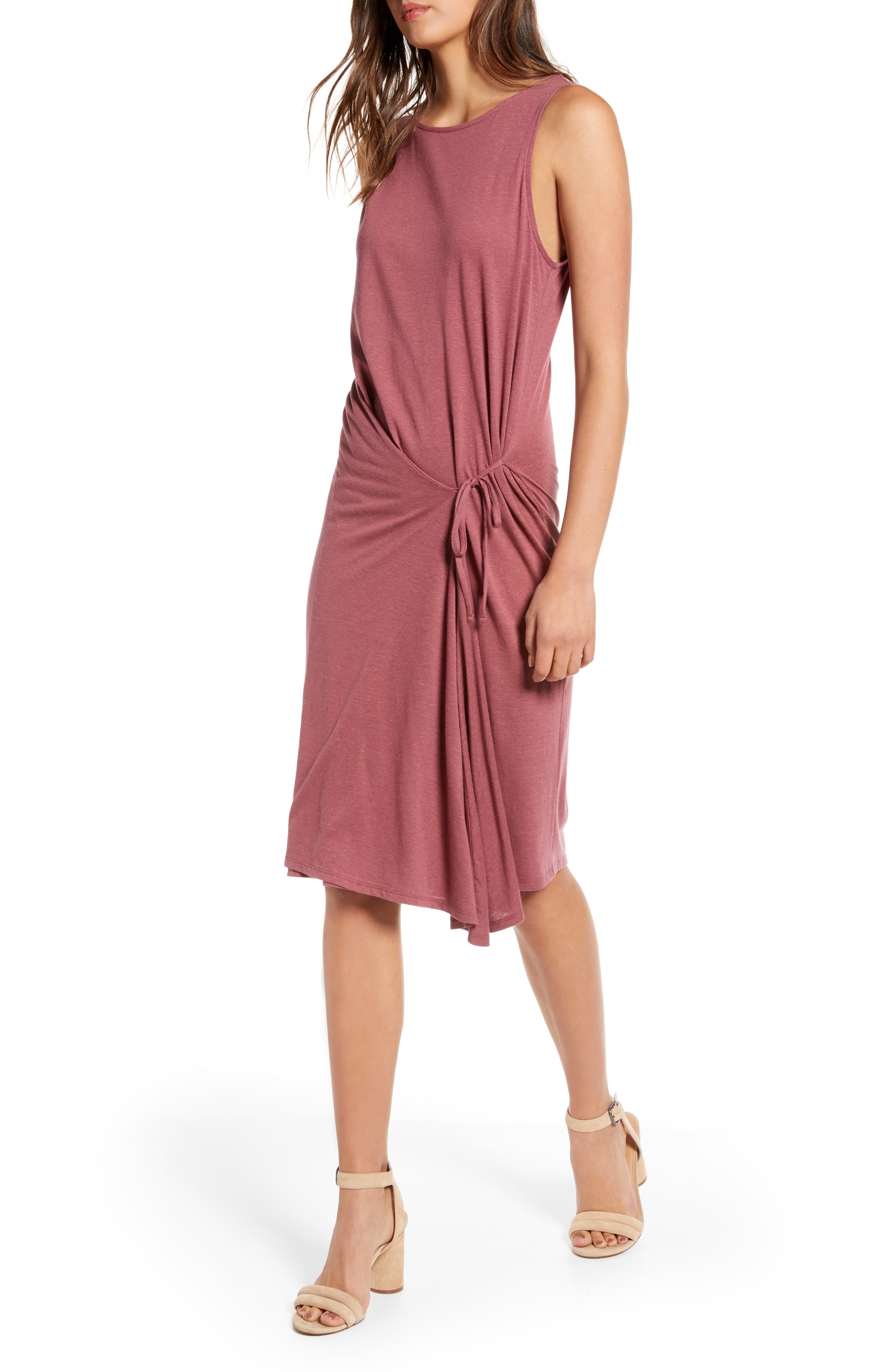 Chelsea28 Asymmetrical Tank Dress, Burgundy