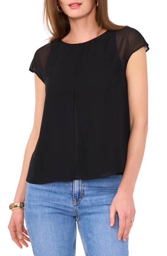 VINCE CAMUTO VINCE CAMUTO MESH OVERLAY GEORGETTE TOP 