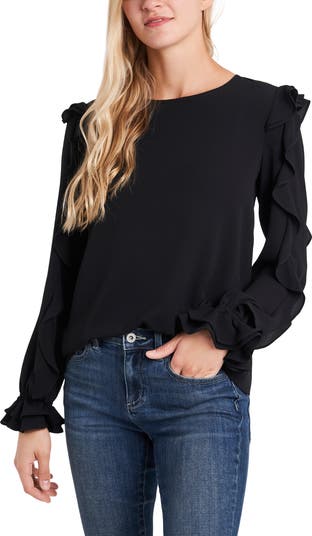 CeCe Ruffle Sleeve Crepe Top | Nordstrom