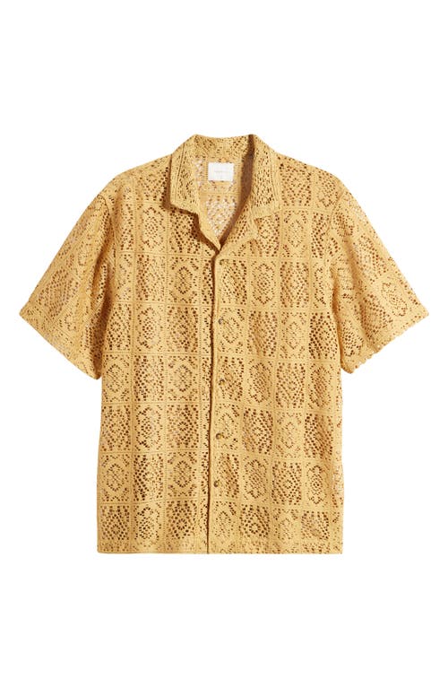 Shop Pacsun Bloom Geo Lace Camp Shirt In Gold