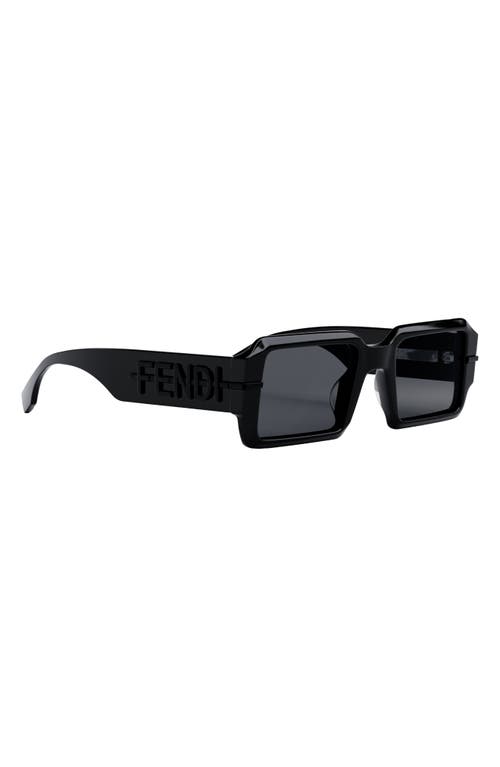 Fendi Graphy 52mm Rectangular Sunglasses In Shiny Black/smoke