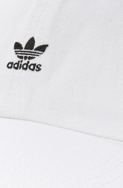 Shop Adidas Originals Mini Trefoil Relaxed Strap Back Hat In White/black