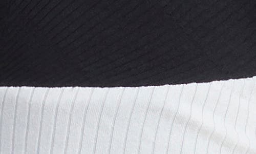 Shop Lafayette 148 New York Asymmetric Long Sleeve Rib Knit Top In Black/cloud