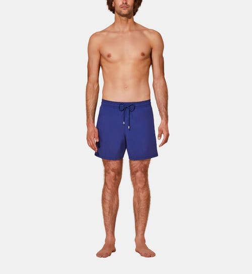 Shop Vilebrequin Solid Recycled Polyamide Swim Shorts In Encre