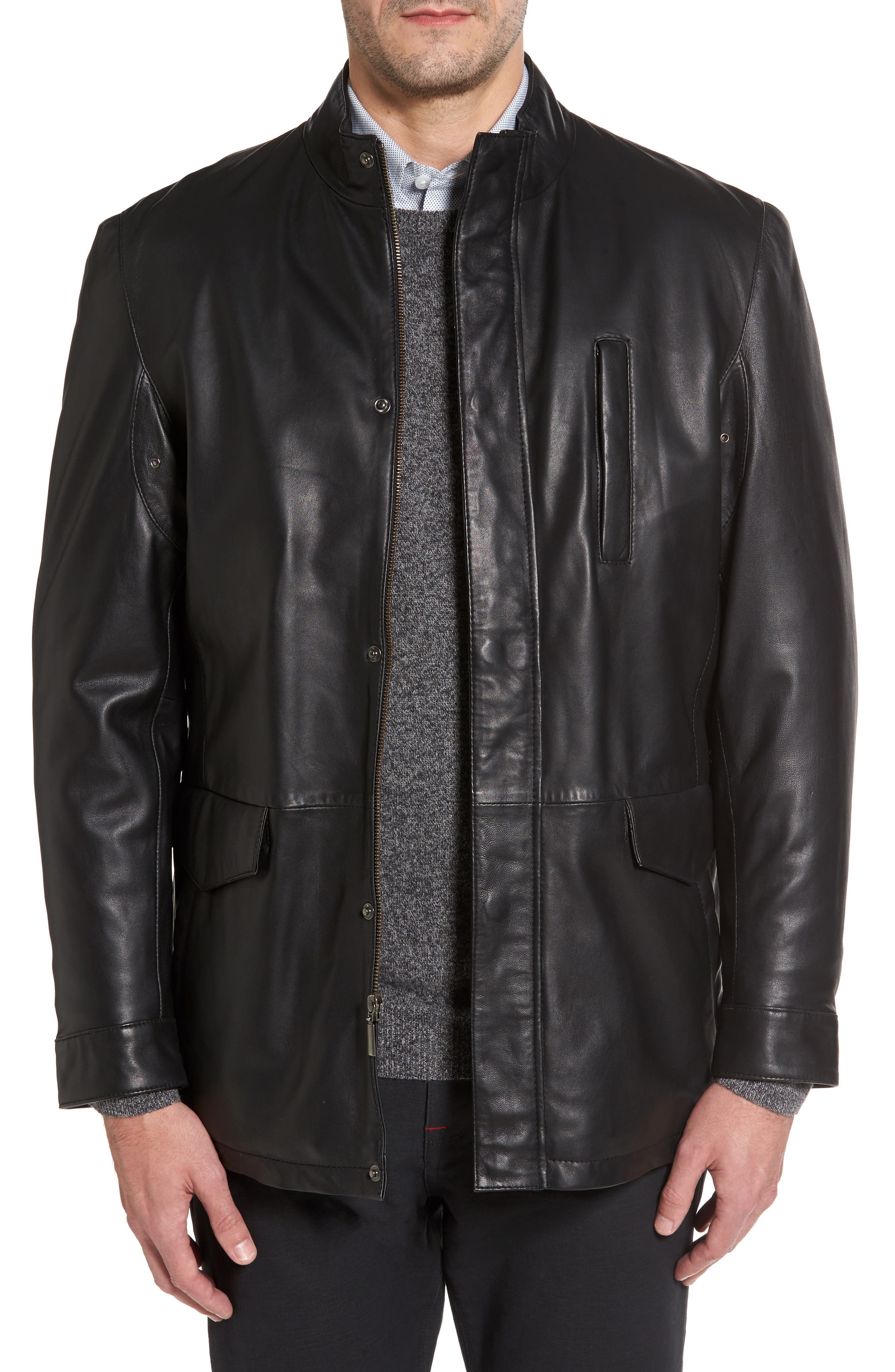 Missani Le Collezioni Field Leather Jacket In Black | ModeSens