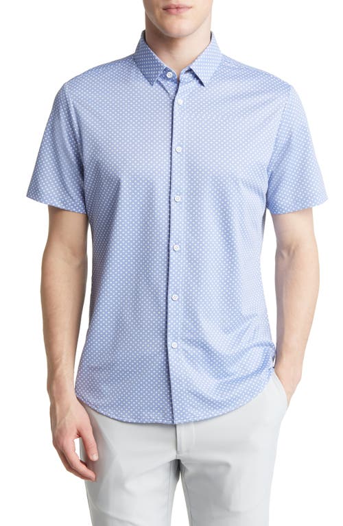 Mizzen+Main Halyard Dot Print Short Sleeve Button-Up Shirt in Lavender Luster Dot Print