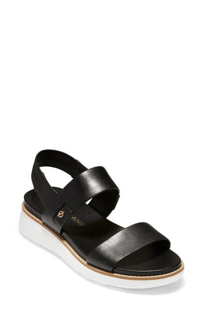Cole Haan Zerogrand Double Band Sandal In Black/ Optic White Leather