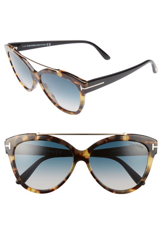 Tom Ford Livia 58mm Gradient Butterfly Sunglasses In Tortoise/ Rose Gold/ Turquoise