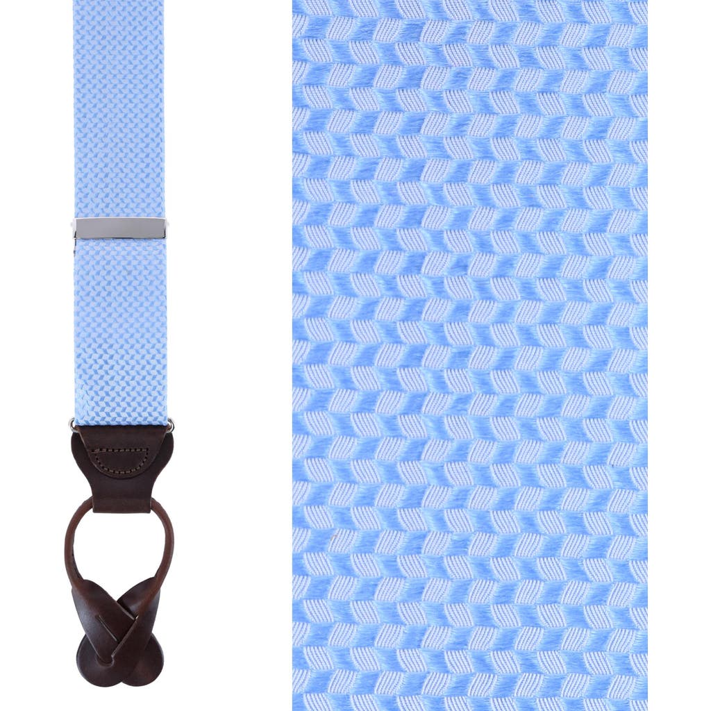 Trafalgar Gamma Geometric Pattern Silk Button End Suspenders In Light Blue