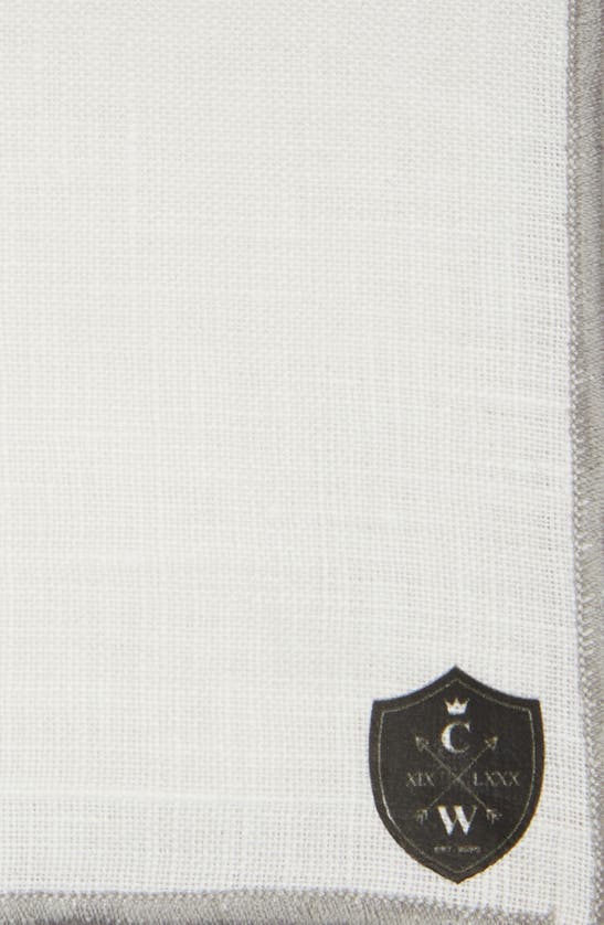 Shop Clifton Wilson White Linen Pocket Square With Grey Trim