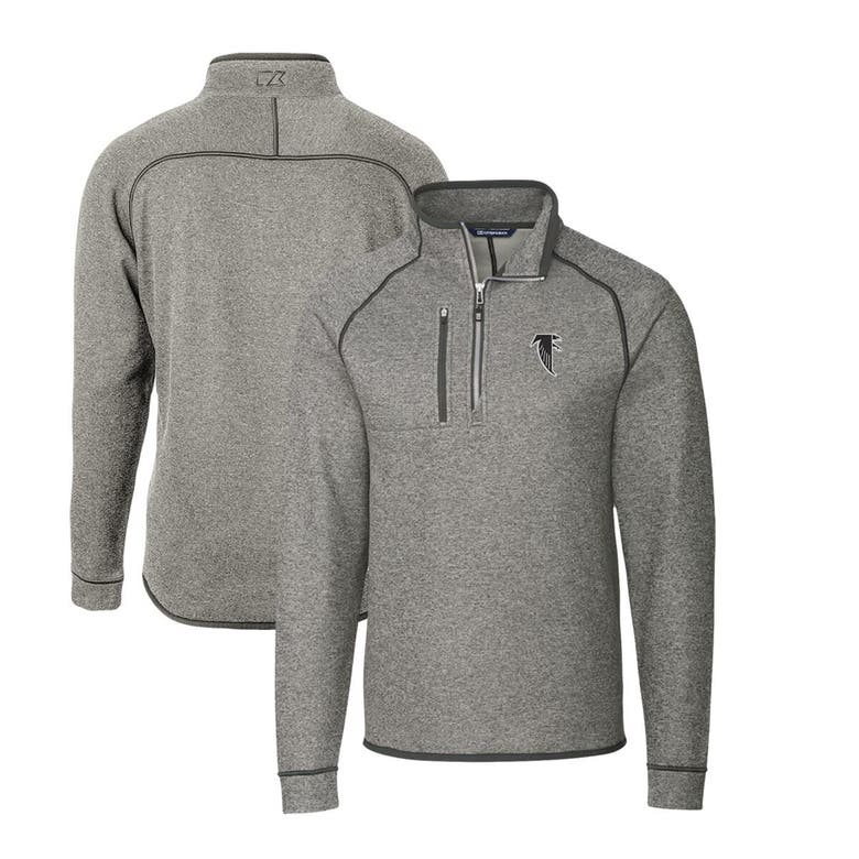 Shop Cutter & Buck Heather Gray Atlanta Falcons Mainsail Sweater-knit Big & Tall Half-zip Pullover Jacket