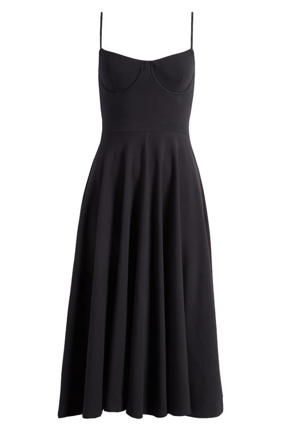 Shop Reformation Serene Knit Organic Cotton Blend Midi Dress In Black