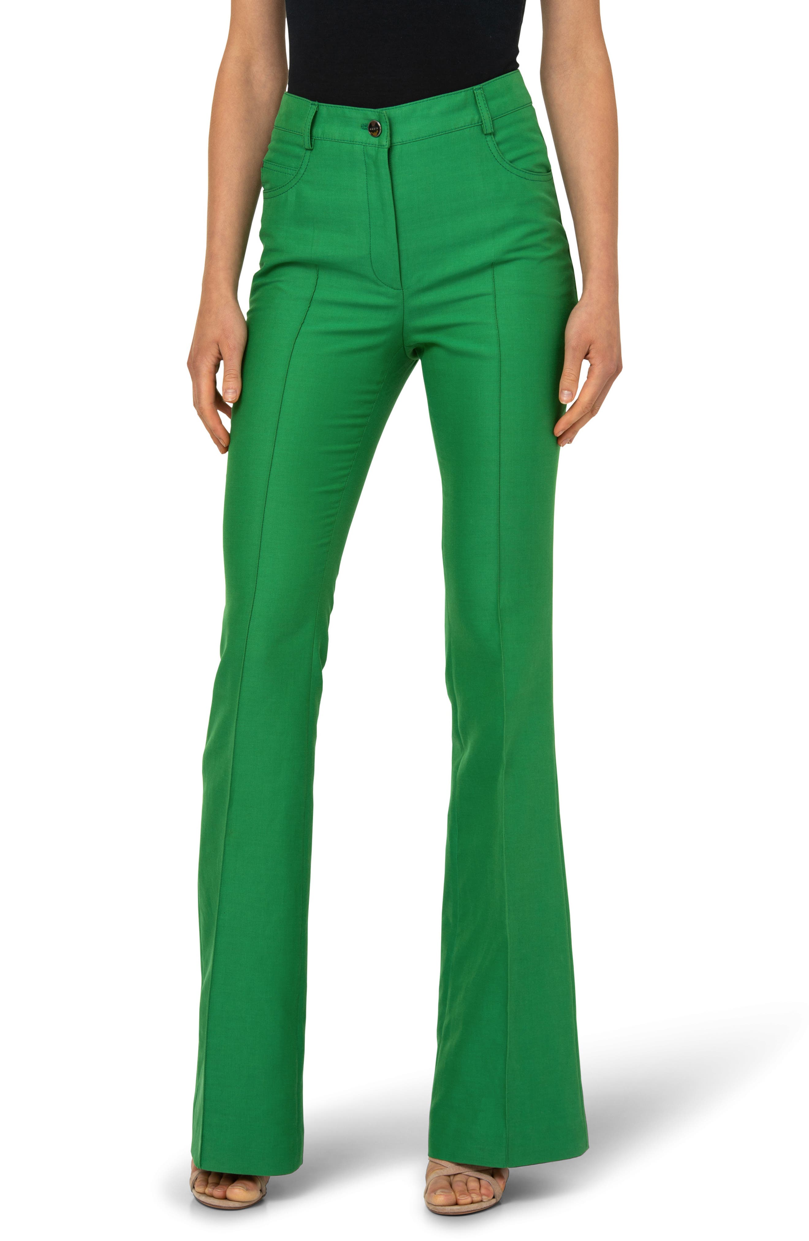 green bootcut pants