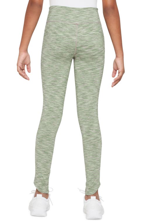 Shop Nike Kids' Dri-fit Leggings In Oil Green/white