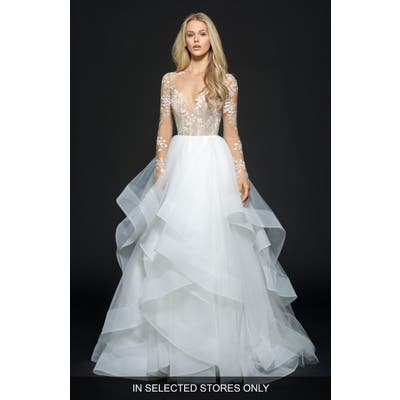 Hayley Paige Lorelei Embroidered Tulle Ballgown, Size - Ivory