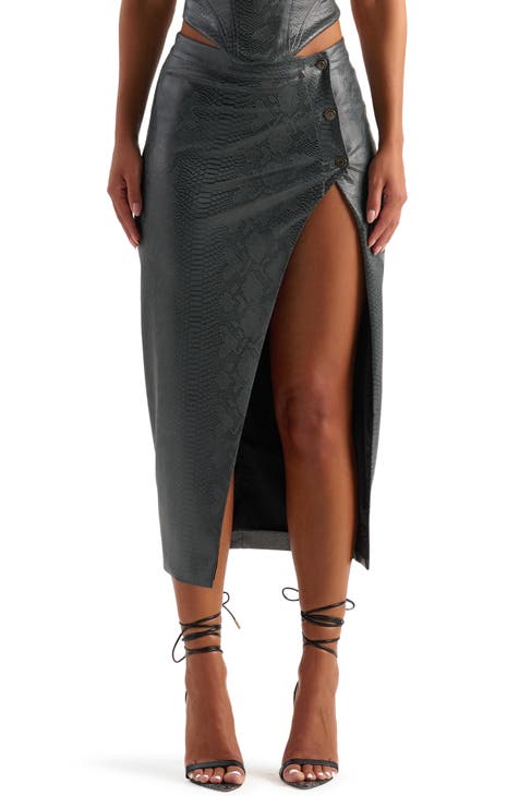  Women's Faux Leather Skater Skirt High Waisted Sexy