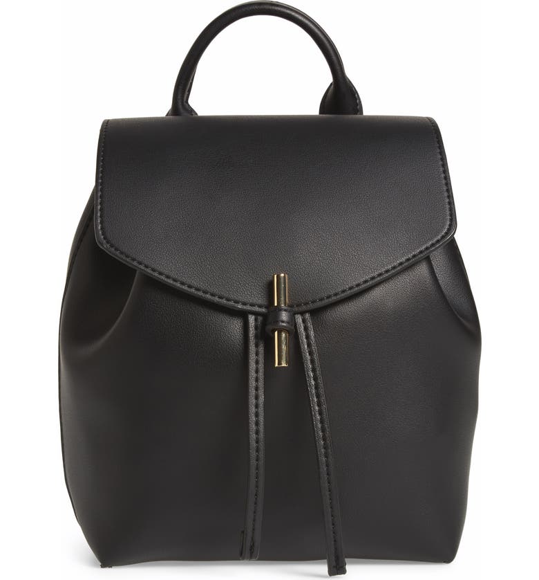 TOPSHOP Blake Mini Faux Leather Backpack, Main, color, BLACK