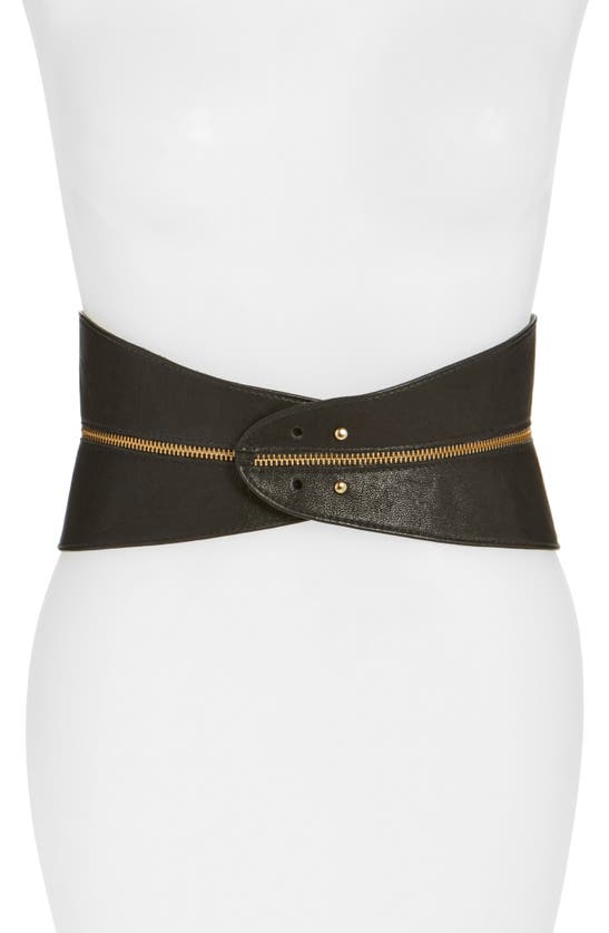 Shop Raina Leather Corset Belt In Blk/white